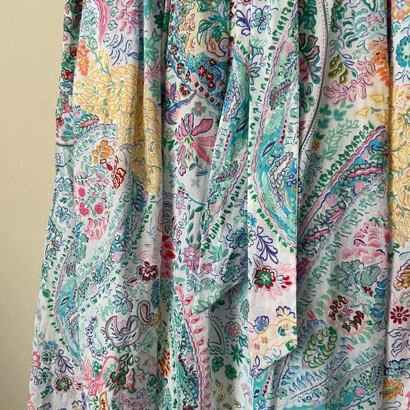 Talbots 16 Festive Floral Paisley Pleated Tie Waist Midi Skirt - Picture 5 of 12